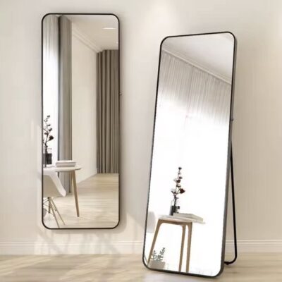Passpiegel - Zwart Metaal - Veiligheidsglas -160x50CM