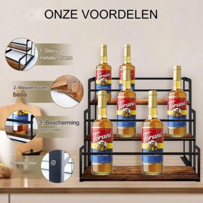 Koffie siroop plank organizer - opbergrek voor koffiebar siroop flessen