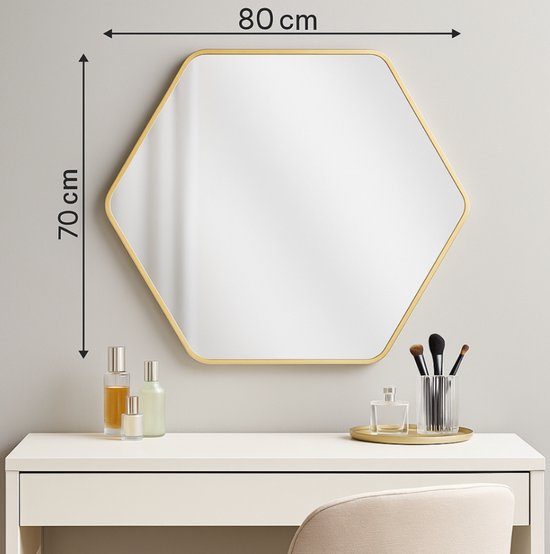 Wandspiegel –Gouden Hexagon Spiegel - Afbeelding 2