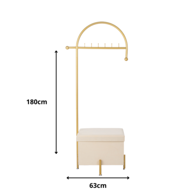 kledingrek -Kapstok met Opbergbox – Goud & Beige - 180cm x 63cm
