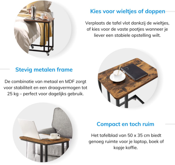 Bijzettafel op Wieltjes - Afbeelding 7