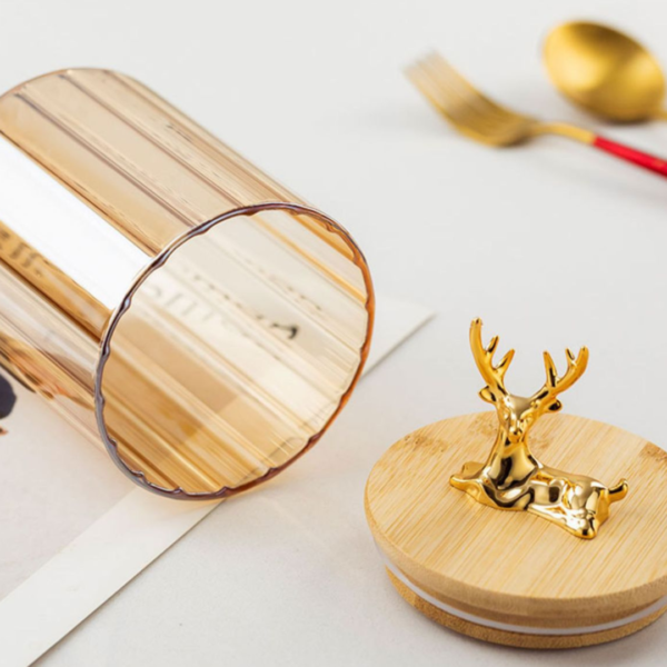 Voorraadpotten - Bamboe hout deksel - 4 stuks  goud - Afbeelding 9