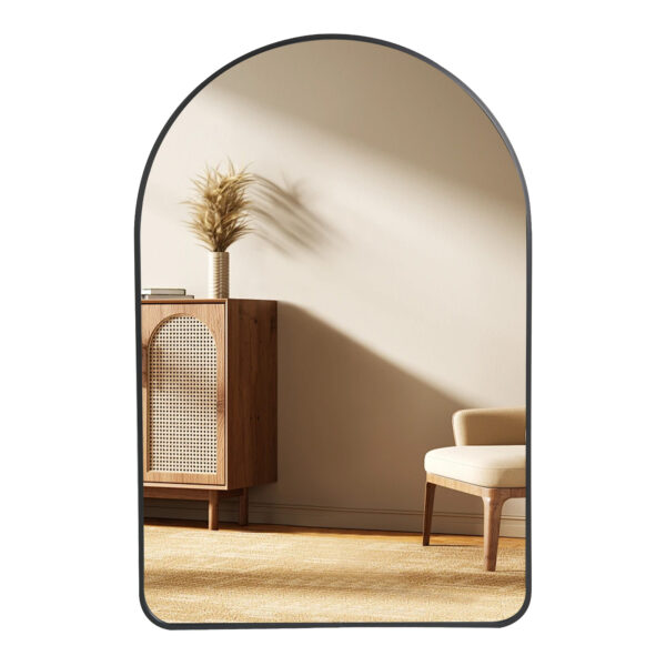 Spiegel - Half-Ovale Wandspiegel – Zwart – 90 x 60 cm – - Afbeelding 3