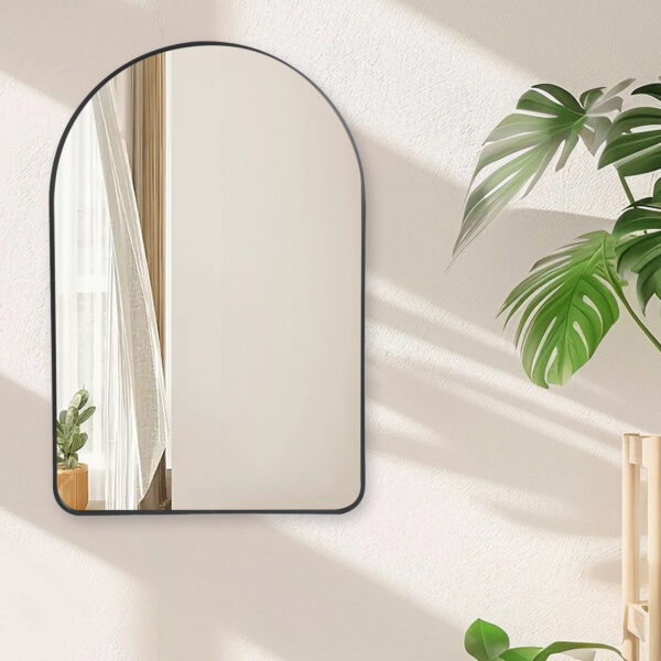 Spiegel - Half-Ovale Wandspiegel – Zwart – 90 x 60 cm – - Afbeelding 4