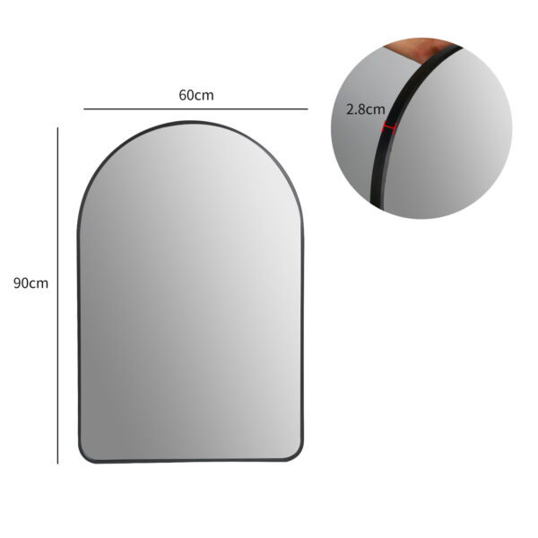 Spiegel - Half-Ovale Wandspiegel – Zwart – 90 x 60 cm – - Afbeelding 5