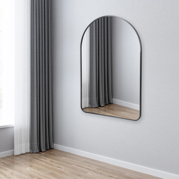 Spiegel - Half-Ovale Wandspiegel – Zwart – 90 x 60 cm – - Afbeelding 6