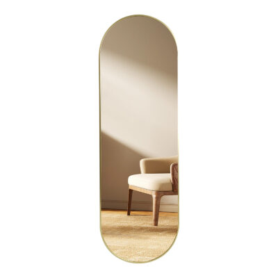 Luxaliving Passpiegel - Ovaal - Goud - Metaal - Veiligheidsglas -  160x50cm