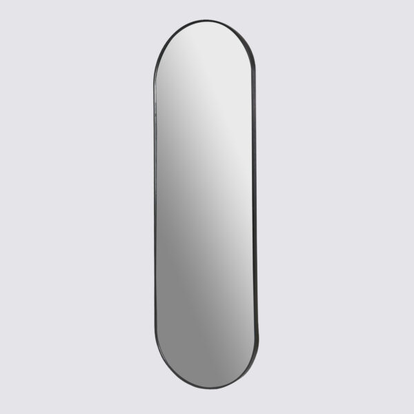 Passpiegel - Ovaal - Zwart - Metaal- Veiligheidsglas -  160x50cm - Afbeelding 3
